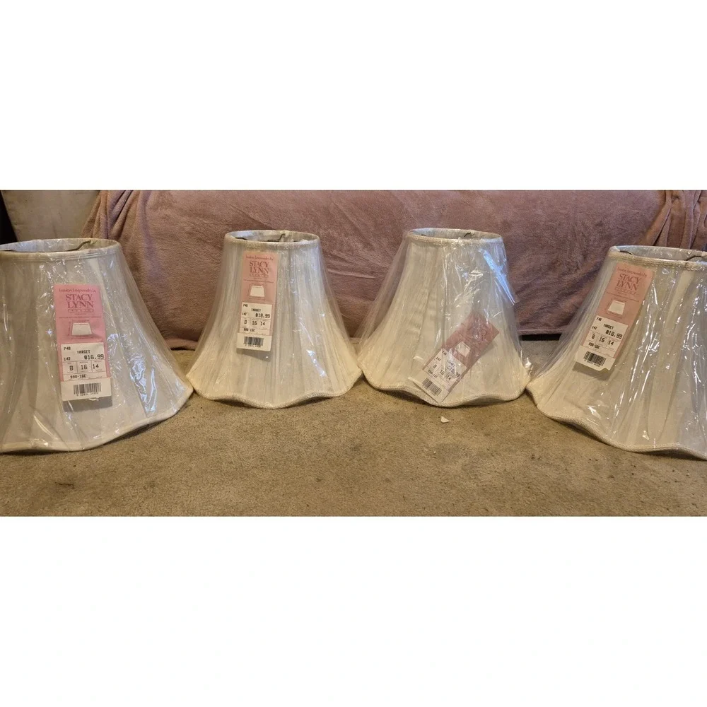 Lot of 4 Stacy Lynn Studios Fashion Lampshades – White –‎ New NOS